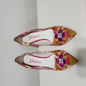 J Renee' floral print and jeweled pump